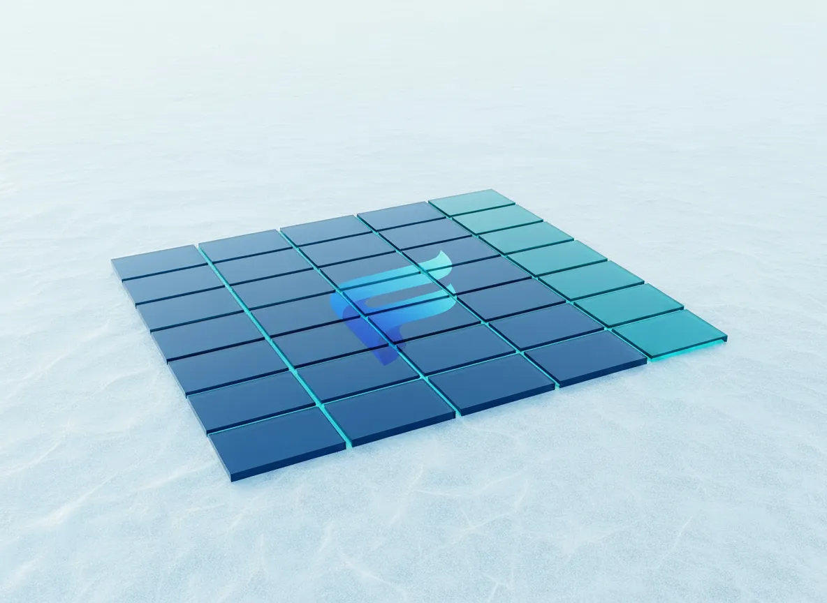 Clean glass data grid with cyan grid lines and a teal glass rightmost column